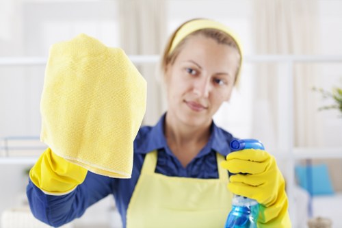 Carpet cleaning staff applying safety checks before work begins