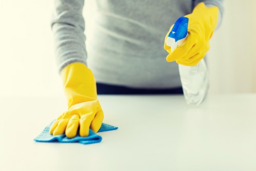 Close-up of carpet fibers being carefully cleaned in a Leyton home